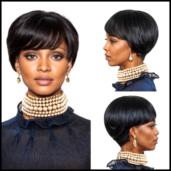 Pixie Cut Wig Glueless Human Hair Layered Short Style With Bangs main image 6